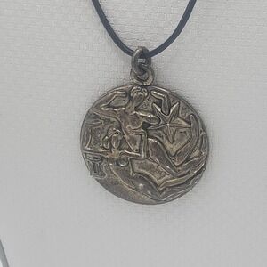 Vintage Sterling Silver 925 Margot De Taxco Gemini Zodiac Pendant Necklace